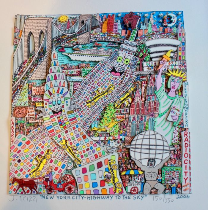 James Rizzi, "Big Dog-Big Cat", 3D-Construction, 1997, 33 x 37 cm