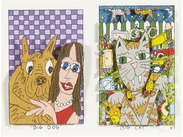 James Rizzi, "Big Dog-Big Cat", 3D-Construction, 1997, 33 x 37 cm "Big Dog-Big Cat", 3D-Construction